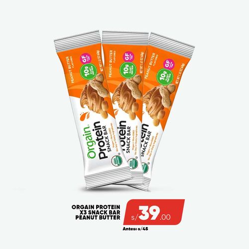 PACK 3 ORGAIN PROTEIN BAR PEANUT BUTTER