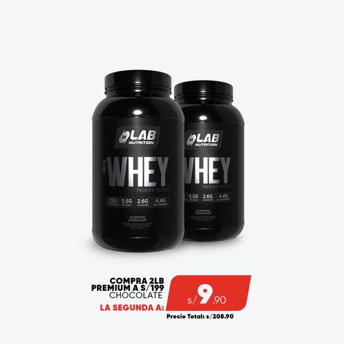 PACK 2 PREMIUM 100% WHEY PROTEIN  CHOCOLATE 2LB