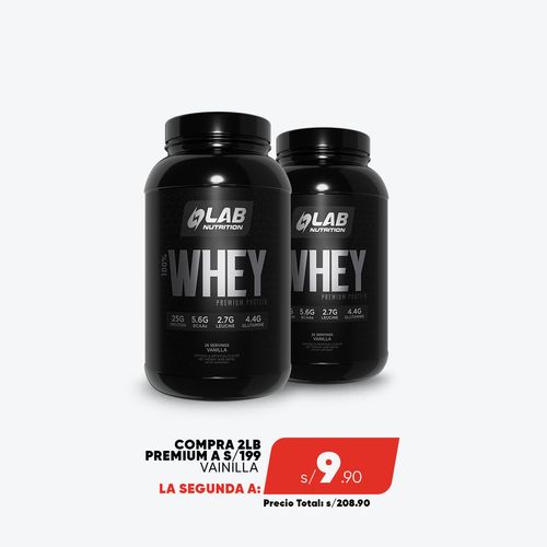 PACK 2 PREMIUM 100% WHEY PROTEIN VAINILLA 2LB