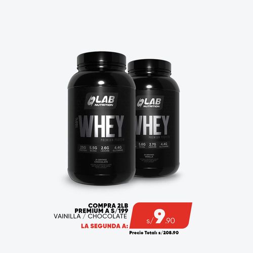 PACK 2 PREMIUM 100% WHEY PROTEIN CHOCOLATE/VAINILLA 2LB