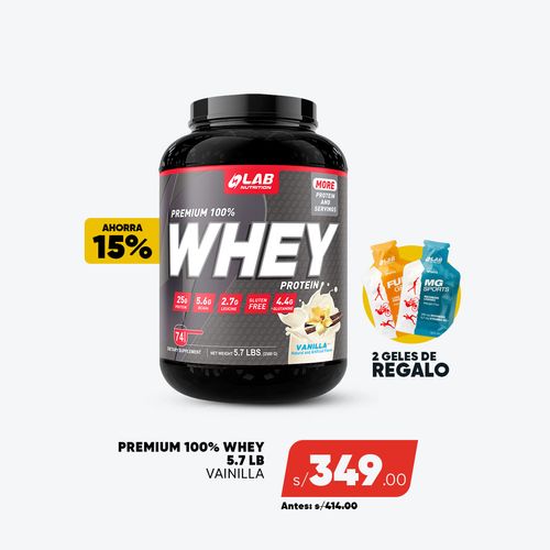PACK PREMIUM WHEY 5LB VAINILLA + 2 GELES
