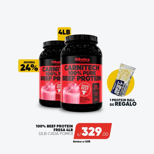 PACK DUO BEEF CARNITECH FRESA 900GR + PROTEIN BALL (sabores varios)
