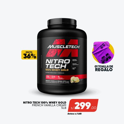 PACK NITRO 100% WHEY GOLD VANILLA 5LB + TOALLA