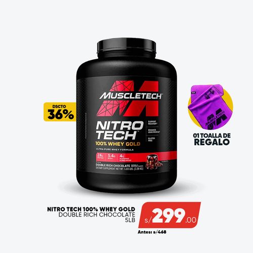 PACK NITRO 100% WHEY GOLD CHOCOLATE 5LB + TOALLA