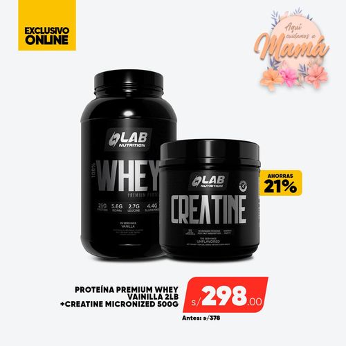 PACK PREMIUM WHEY VANILLA 2LB + CREATINE LAB