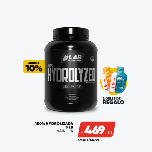 PACK 100% HYDROLYZED VANILLA 5LB + 2 GELES