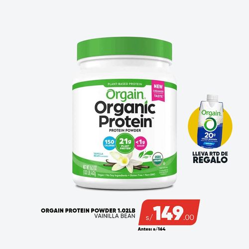 PACK ORGAIN PROTEIN VAINILLA 1.02LB + RTD REGALO