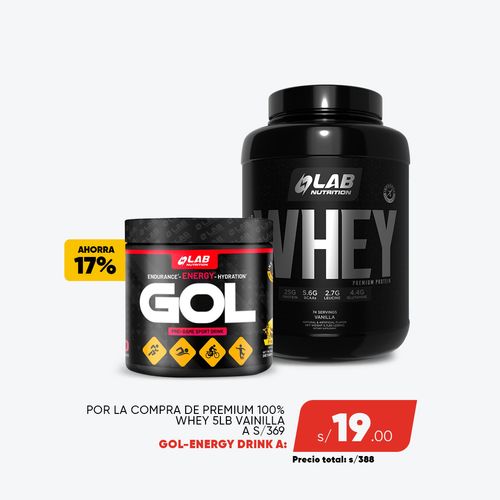 PACK PREMIUM WHEY 5LB VAINILLA + GOL ENERGY